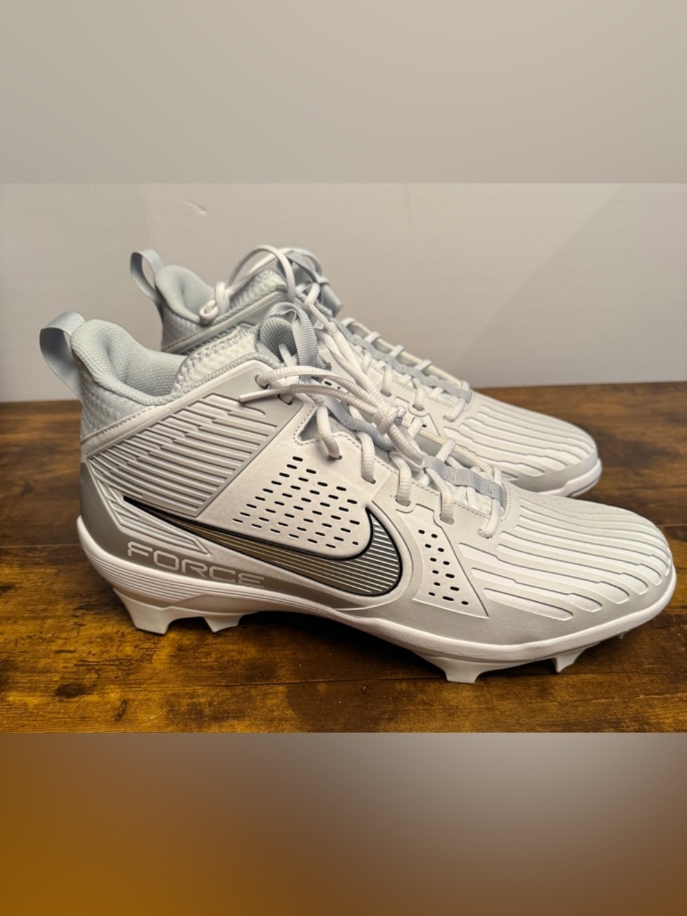 Nike Force Savage Pro 3 Men's Size 15 White Silver Football Cleats DA5453-108